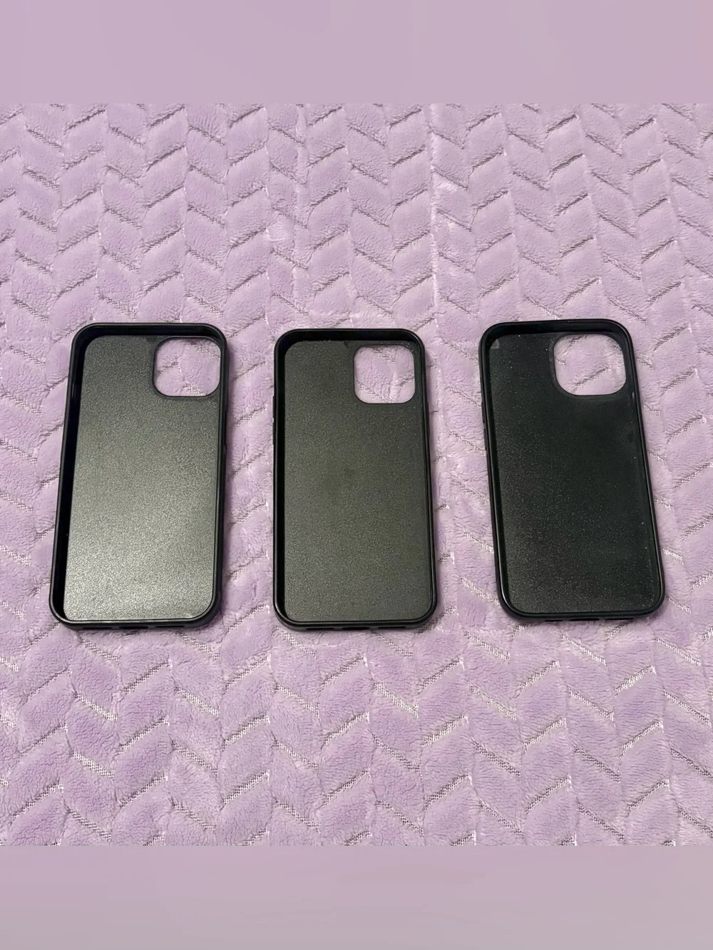 Set of 3 Stylish Black, White & Purple Pattern iPhone 14 Cases